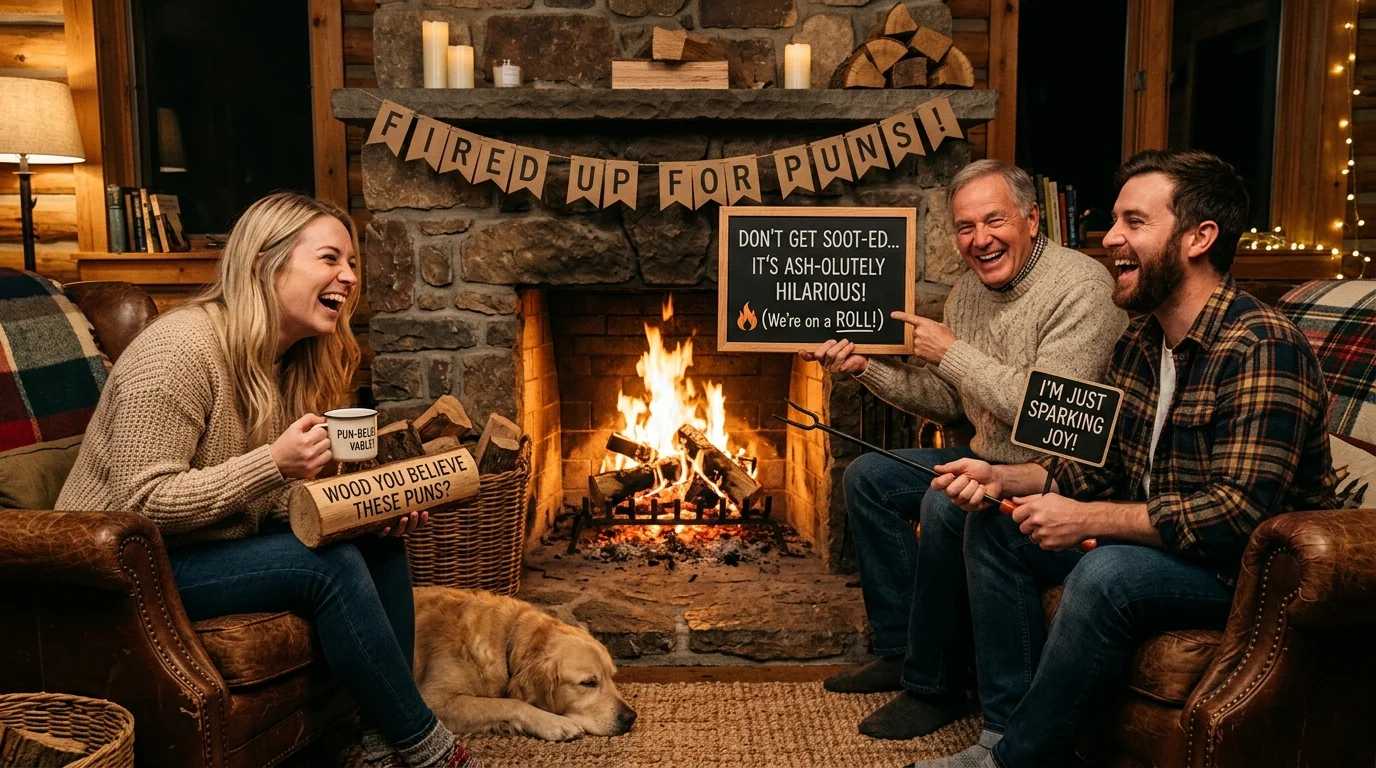 Light Edgy Fireplace Puns